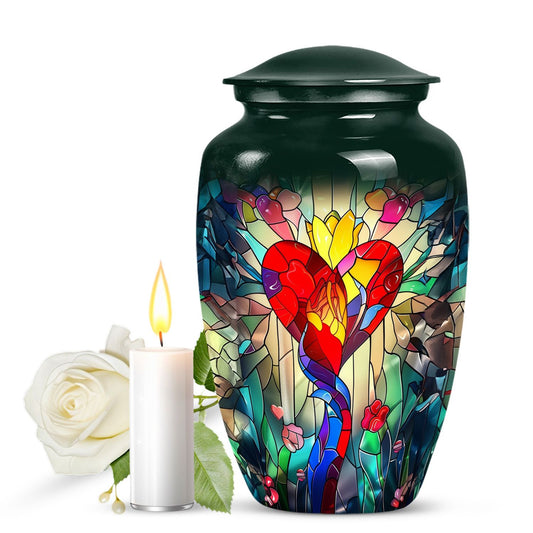 stained glass urn for ashes.