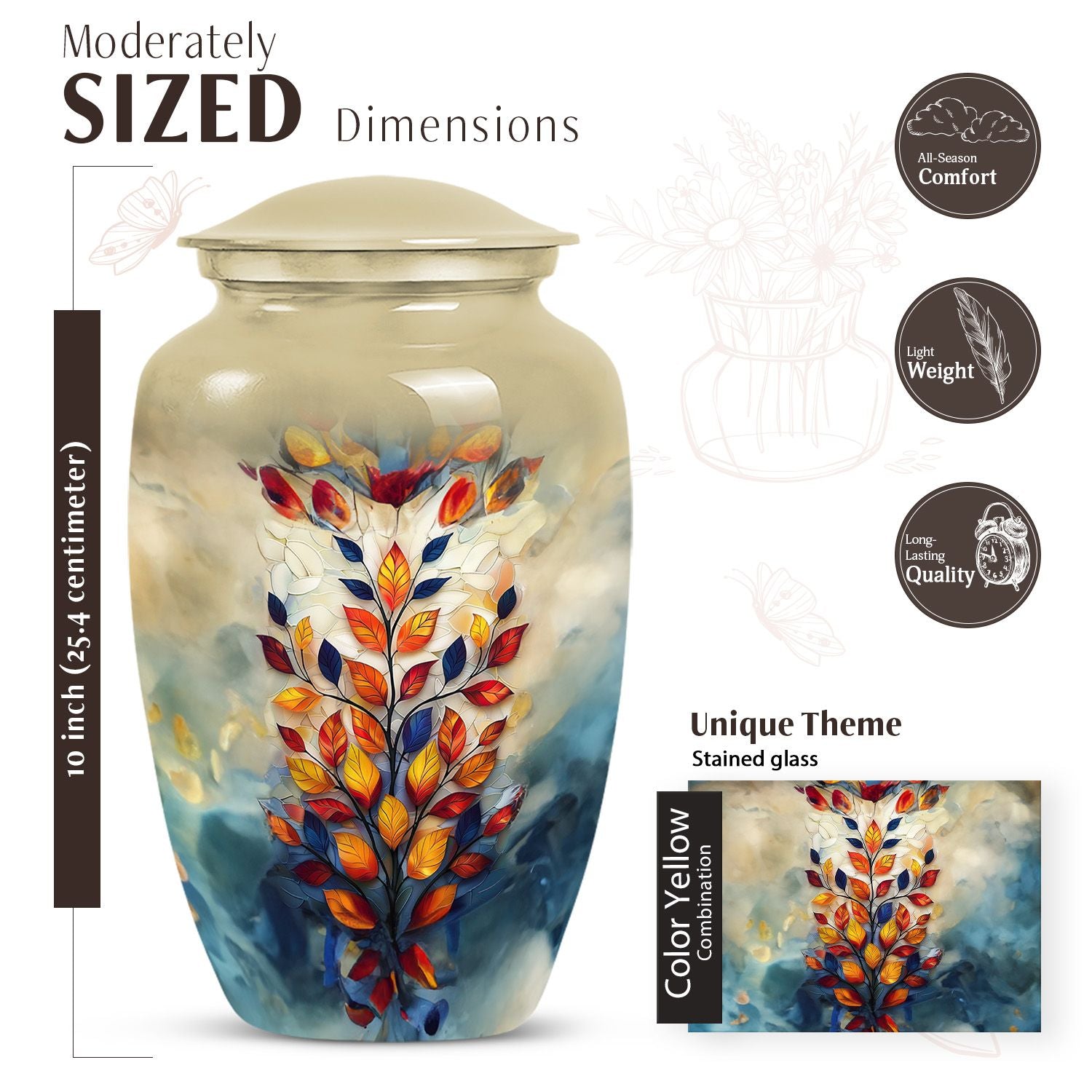 stained glass urn for cremation, 