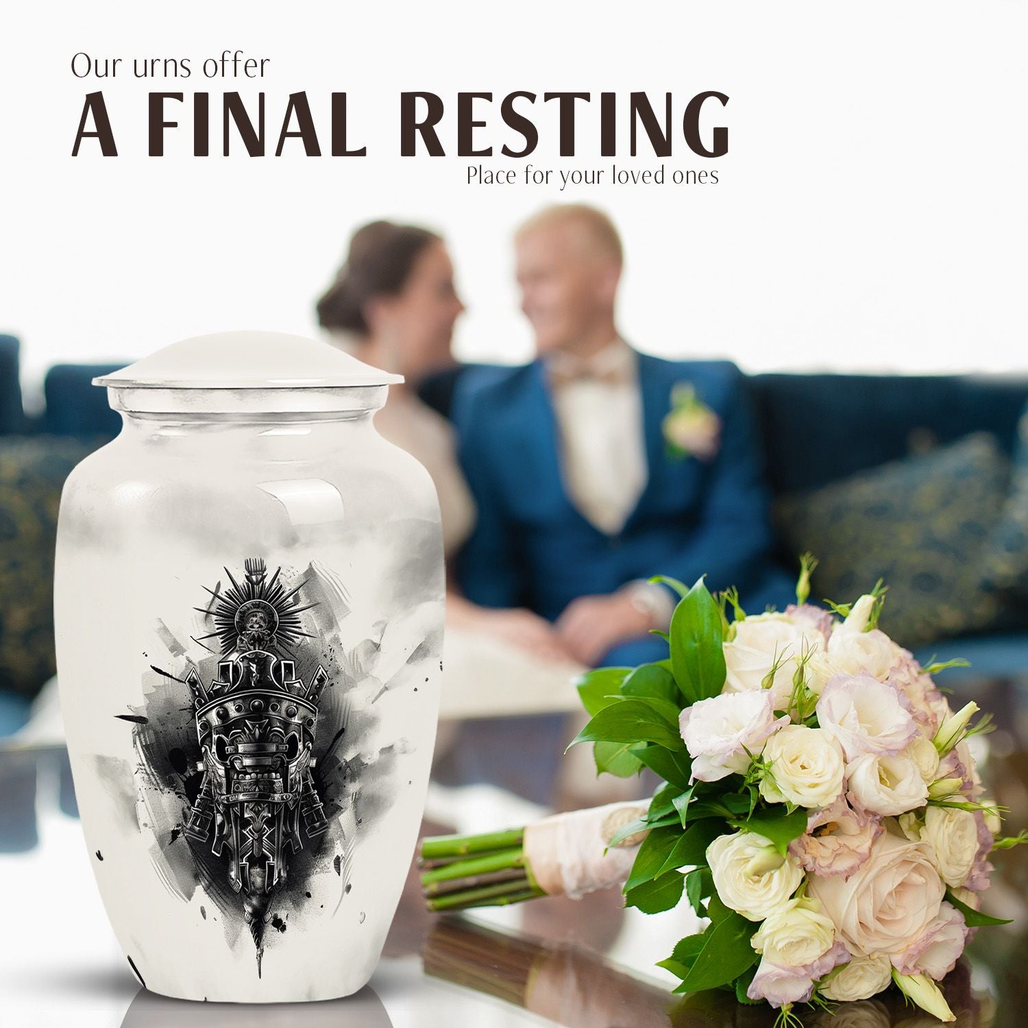 Catholic urn for adult female memorial ashes