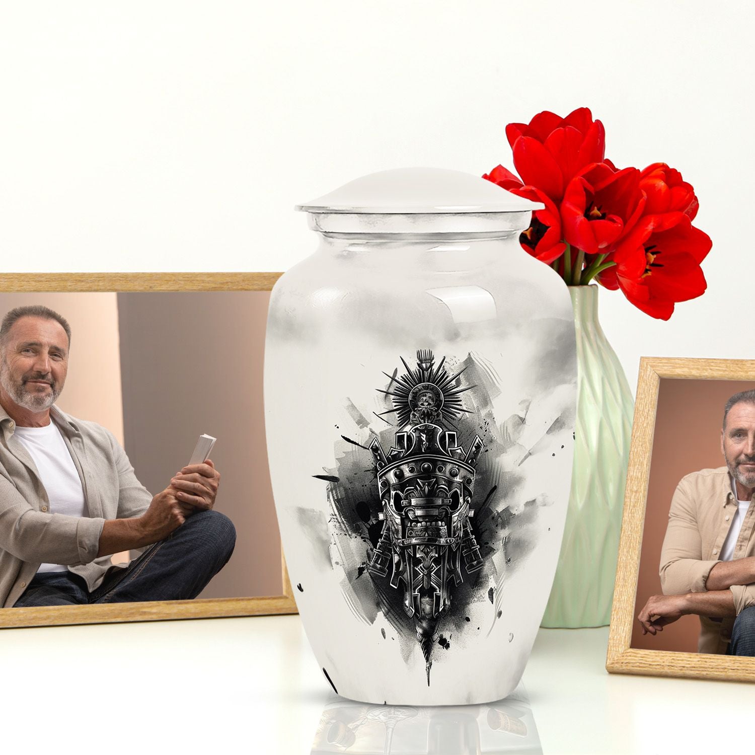 Catholic urn for adult female memorial ashes