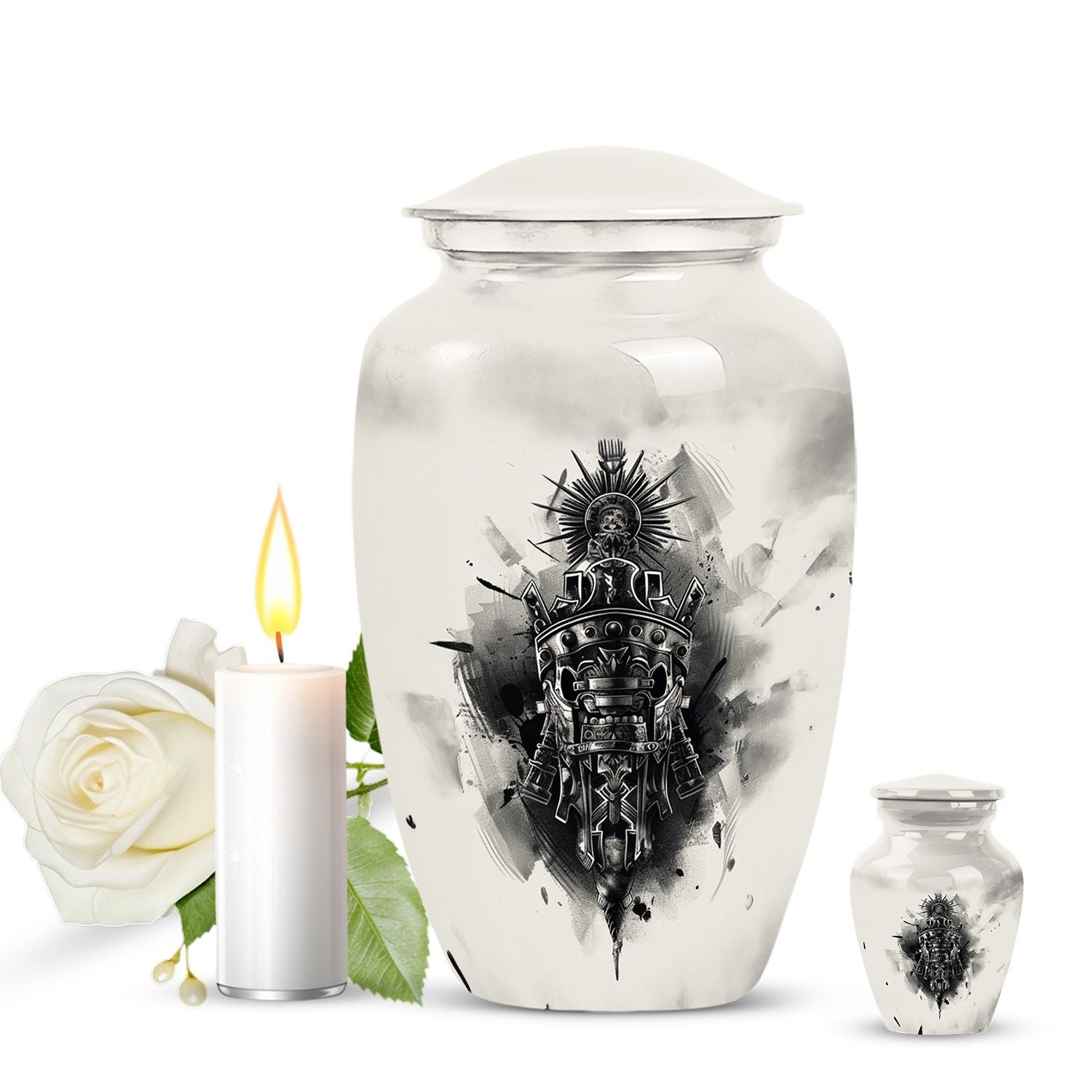 Catholic urn for adult female memorial ashes