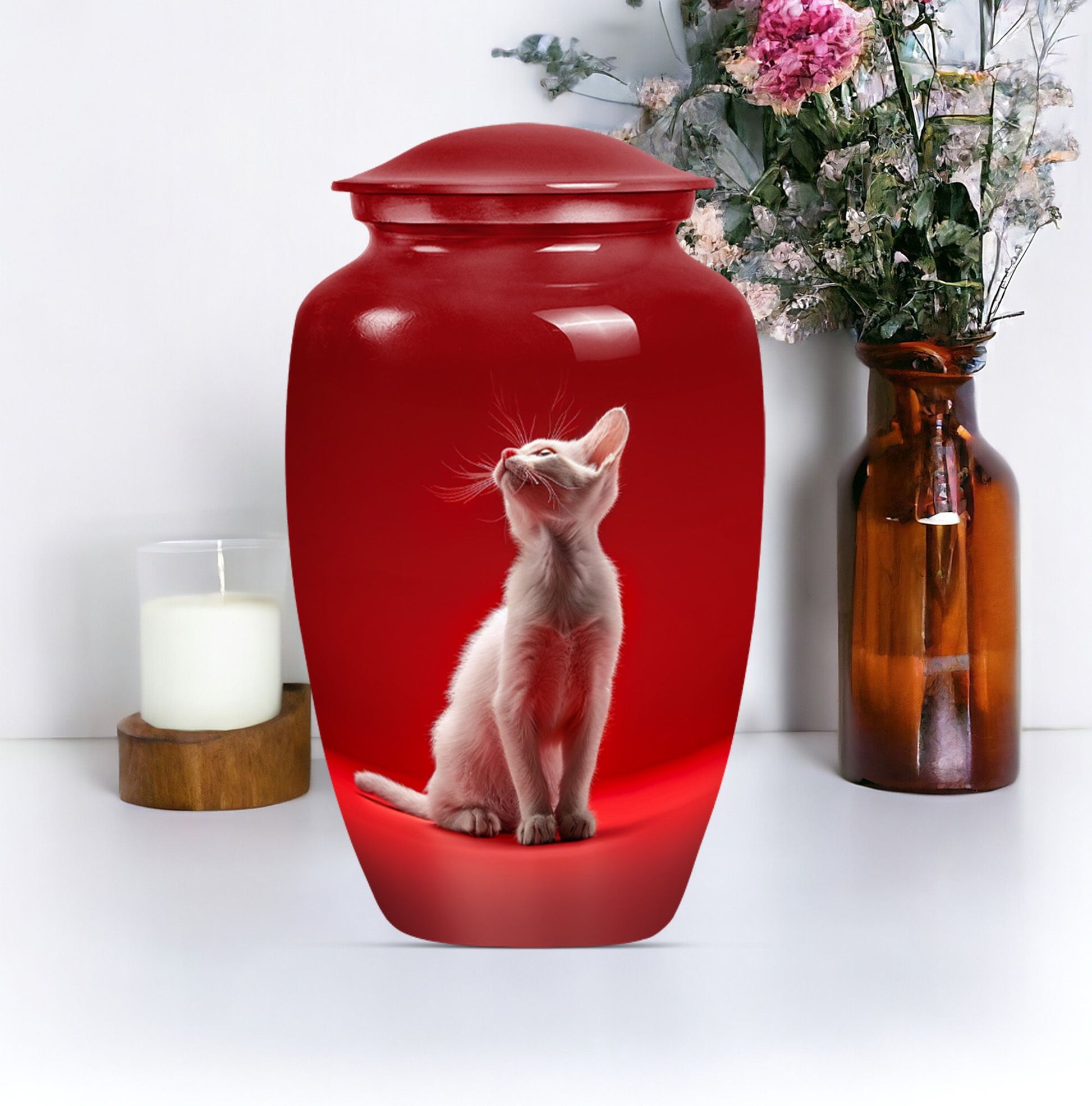 10-inch aluminium classic urn, cat urn, for burial.