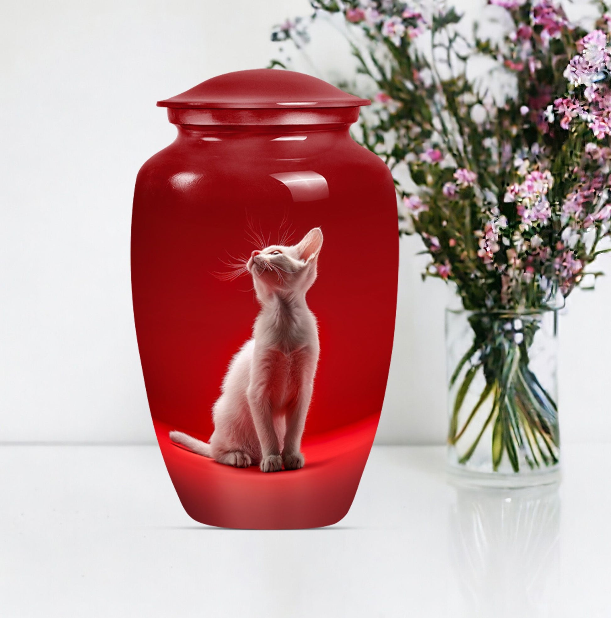 10-inch aluminium classic urn, cat urn, for burial.