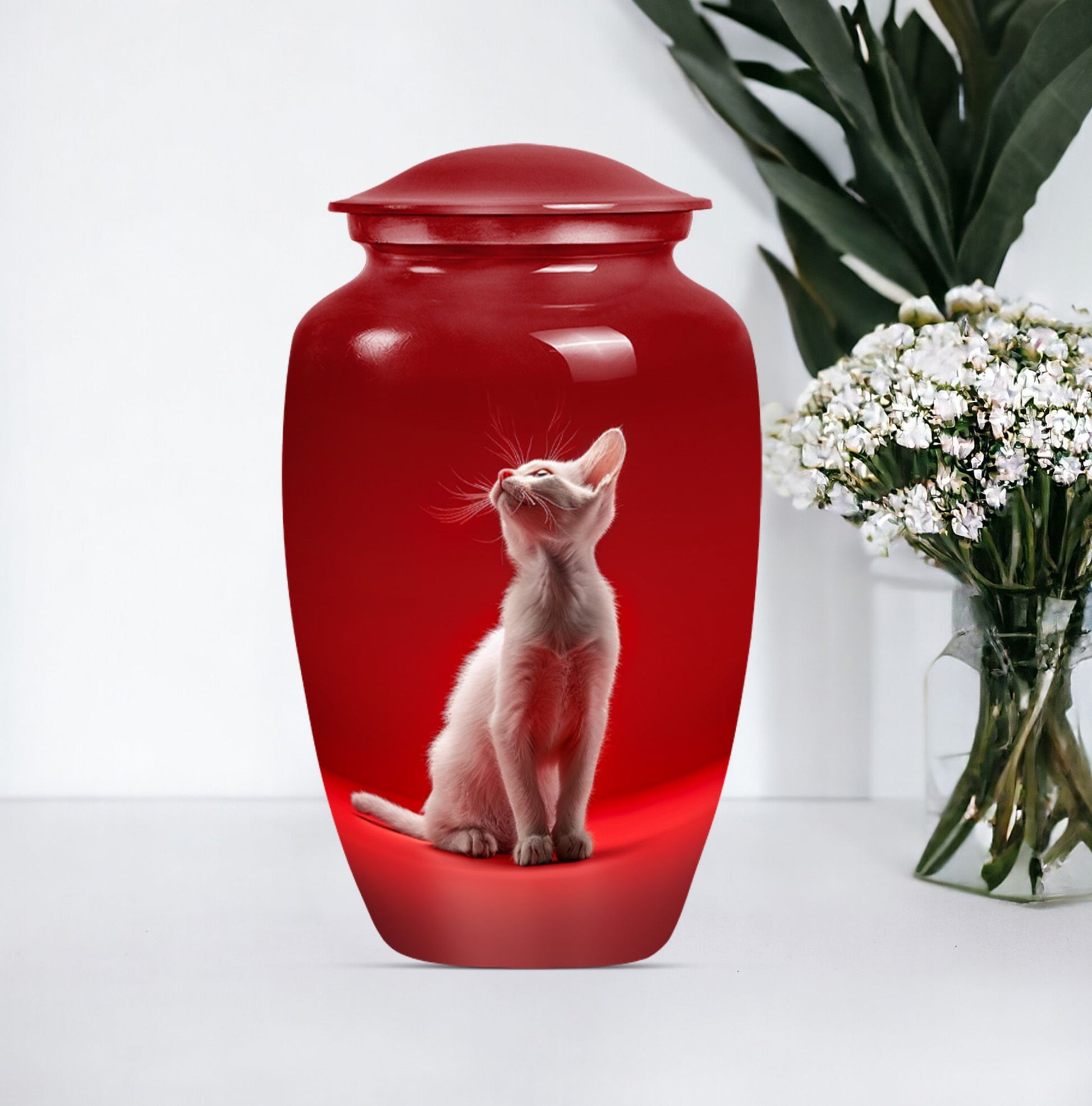 10-inch aluminium classic urn, cat urn, for burial.