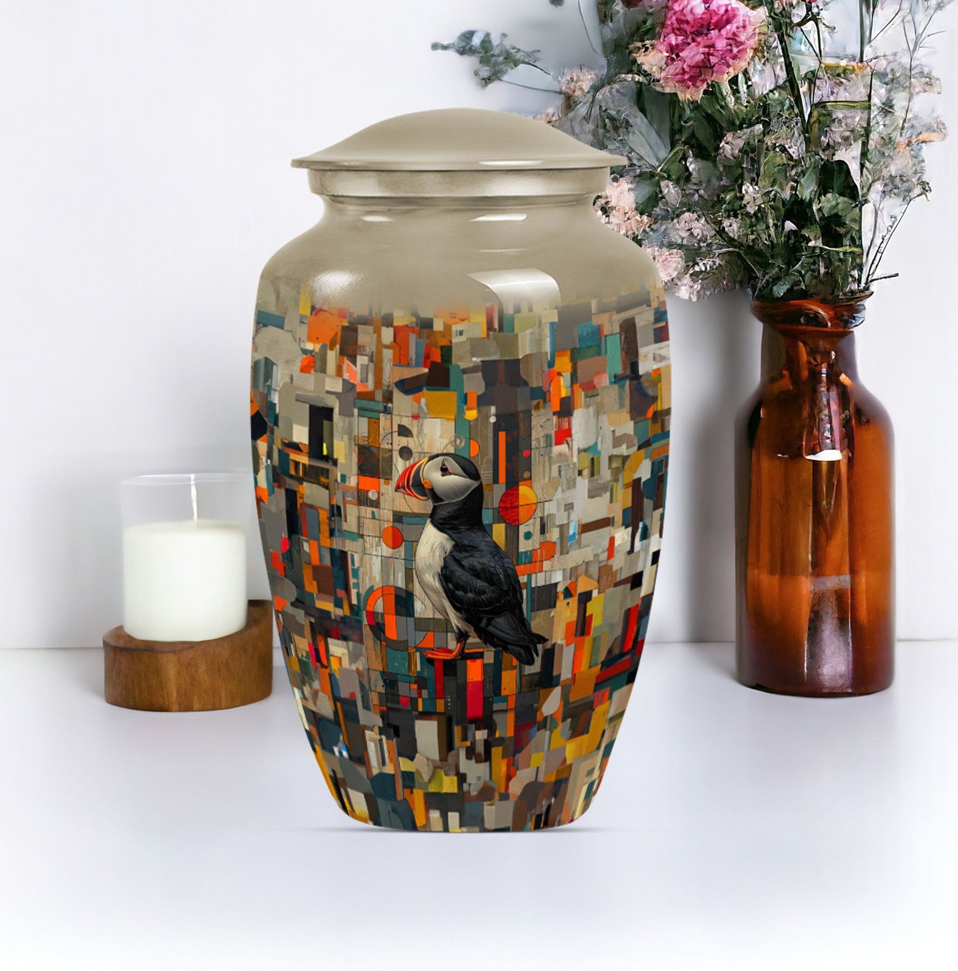 10-inch Puffin Bird Urn,