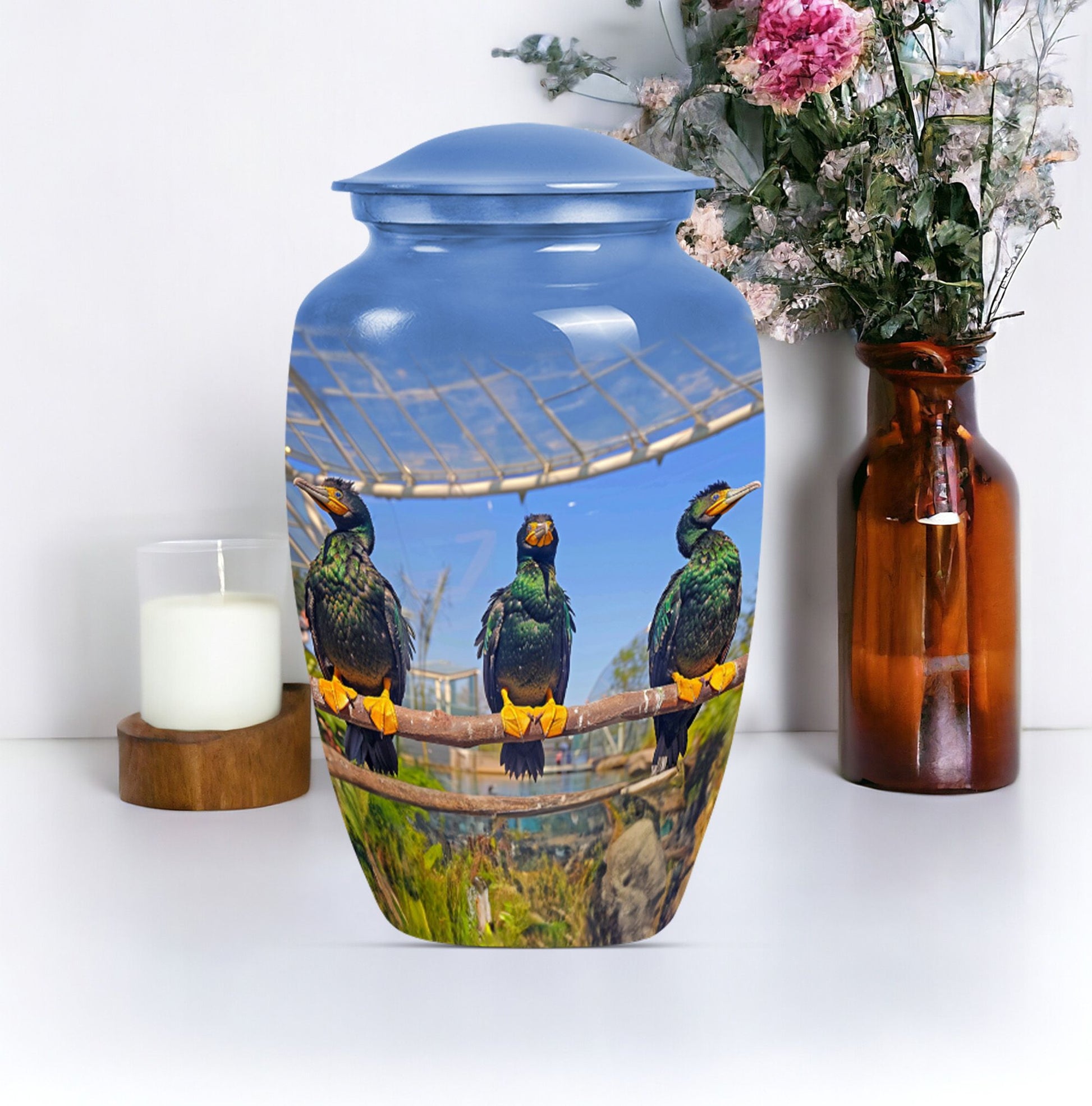 Classic 10-inch Puffin Bird Urn for ashes.