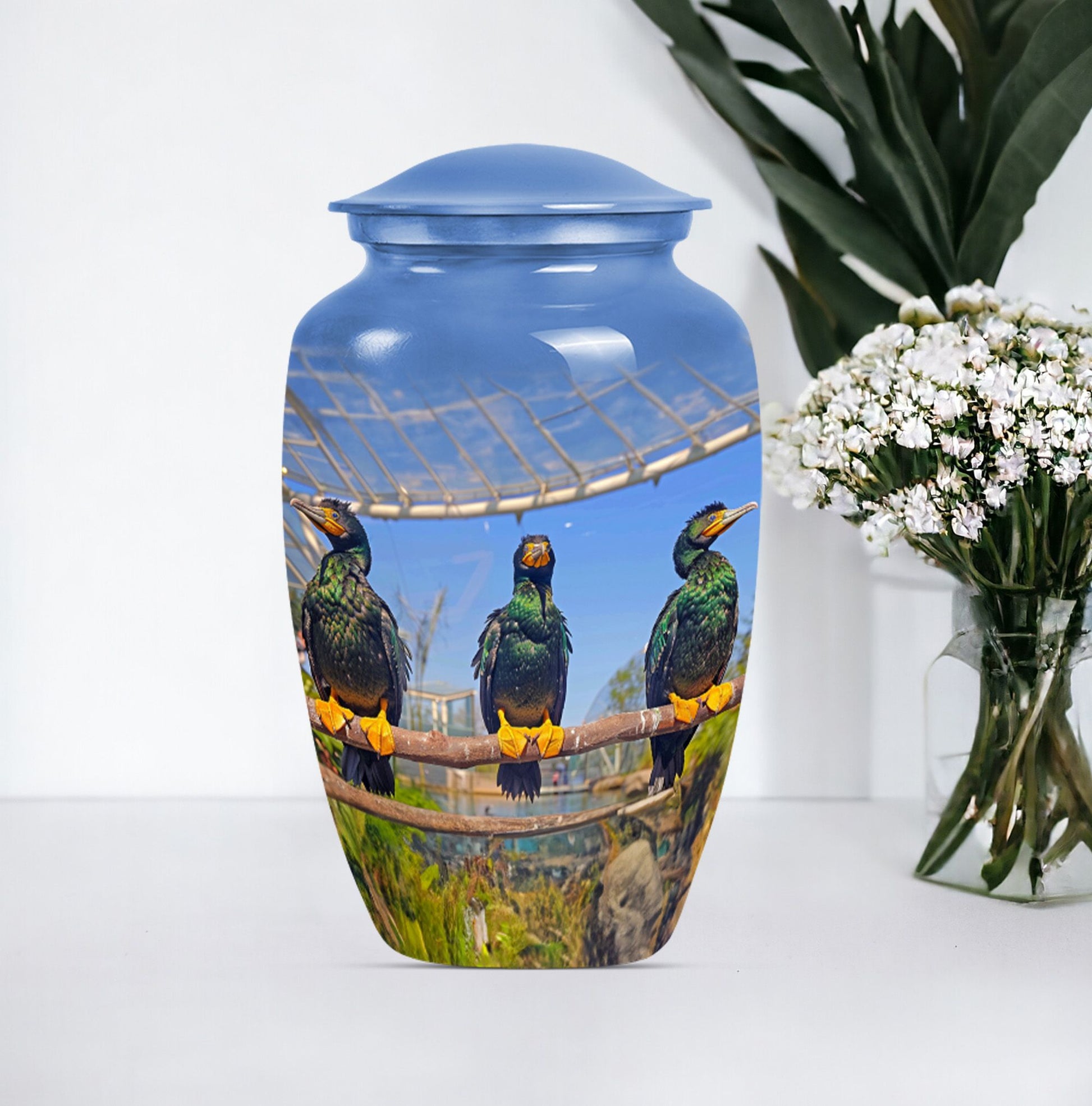 Classic 10-inch Puffin Bird Urn for ashes.