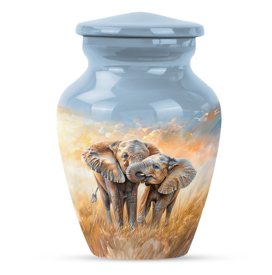 Elephant Family Decorative Urns Large Funeral, Ashes Urn For Ashes