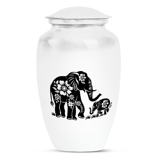 Elephant Family Medium Urn Funeral, Ashes Memorial Urn