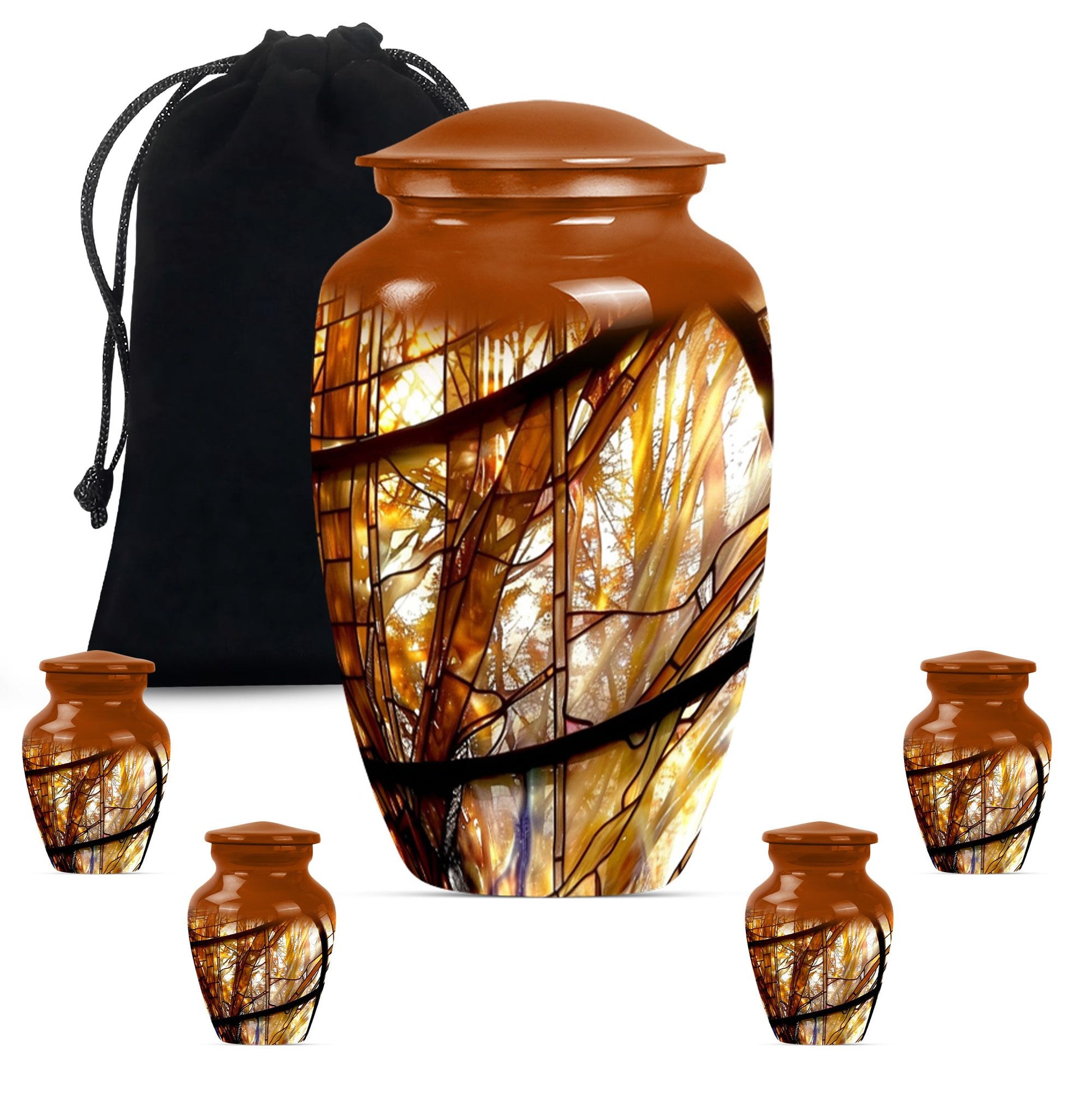 Stained glass classic large urn for men ashes.