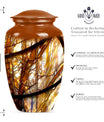 Stained glass classic large urn for men ashes.