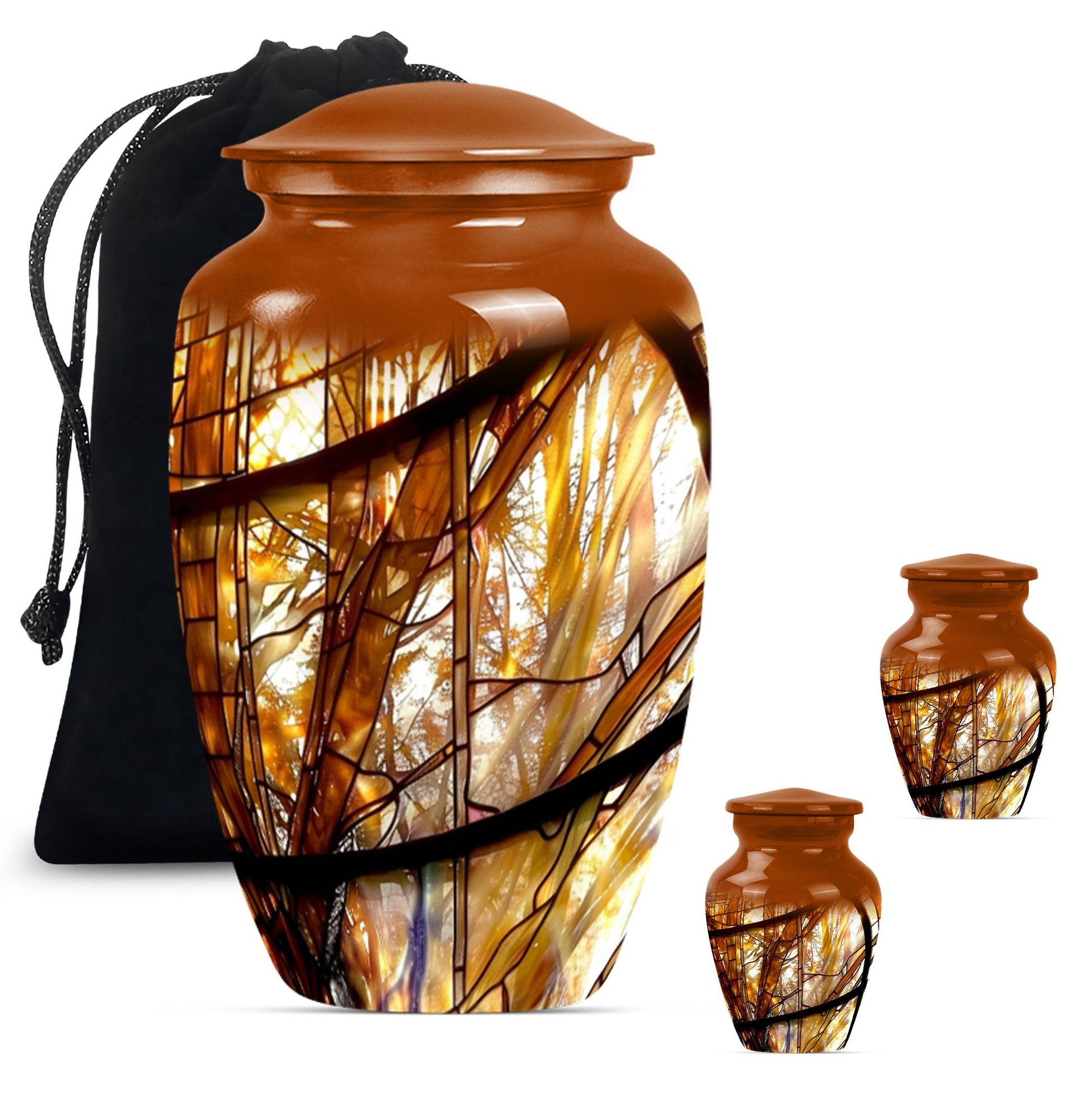 Stained glass classic large urn for men ashes.