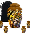 10-inch classic abstract stained glass cremation urn for male, aluminium made