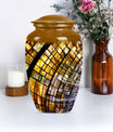 10-inch classic abstract stained glass cremation urn for male, aluminium made