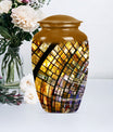 10-inch classic abstract stained glass cremation urn for male, aluminium made