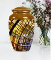 10-inch classic abstract stained glass cremation urn for male, aluminium made