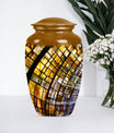 10-inch classic abstract stained glass cremation urn for male, aluminium made