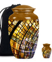 10-inch classic abstract stained glass cremation urn for male, aluminium made