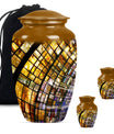 10-inch classic abstract stained glass cremation urn for male, aluminium made