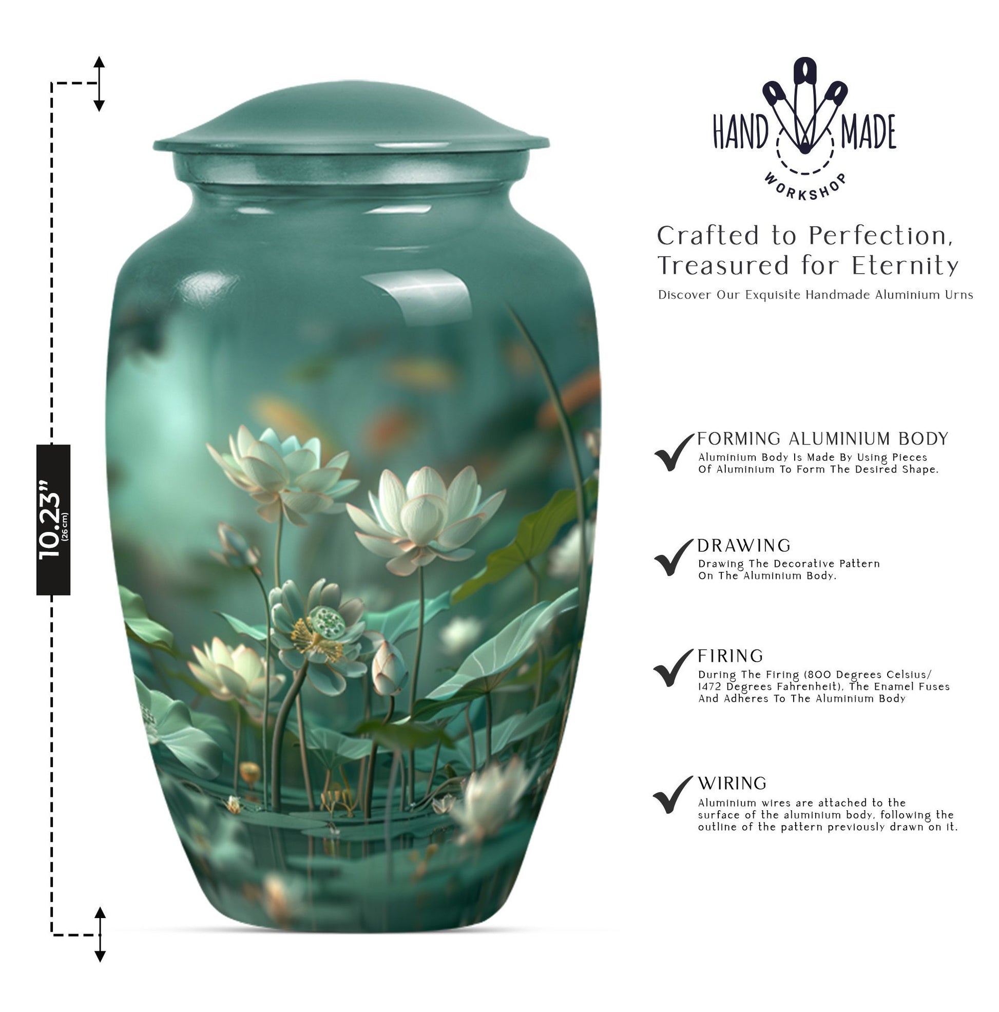 Classic Lotus Urn, aluminium cremation urn for dad.