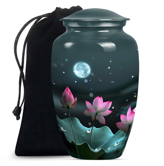 Classic abstract Lotus Urn in aluminium for funeral ashes