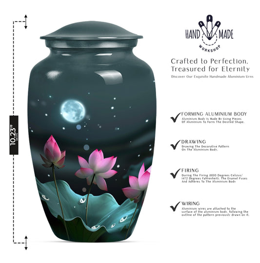 Classic abstract Lotus Urn in aluminium for funeral ashes