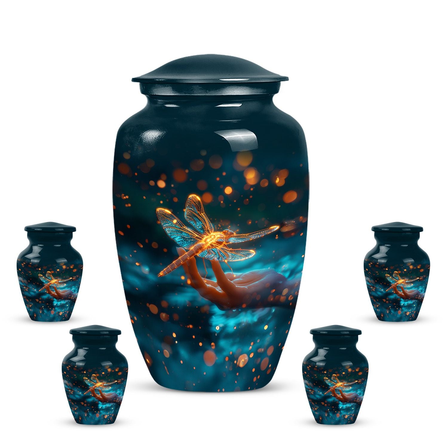 Classic 10 Inch Cosmic Dragonfly Urn.