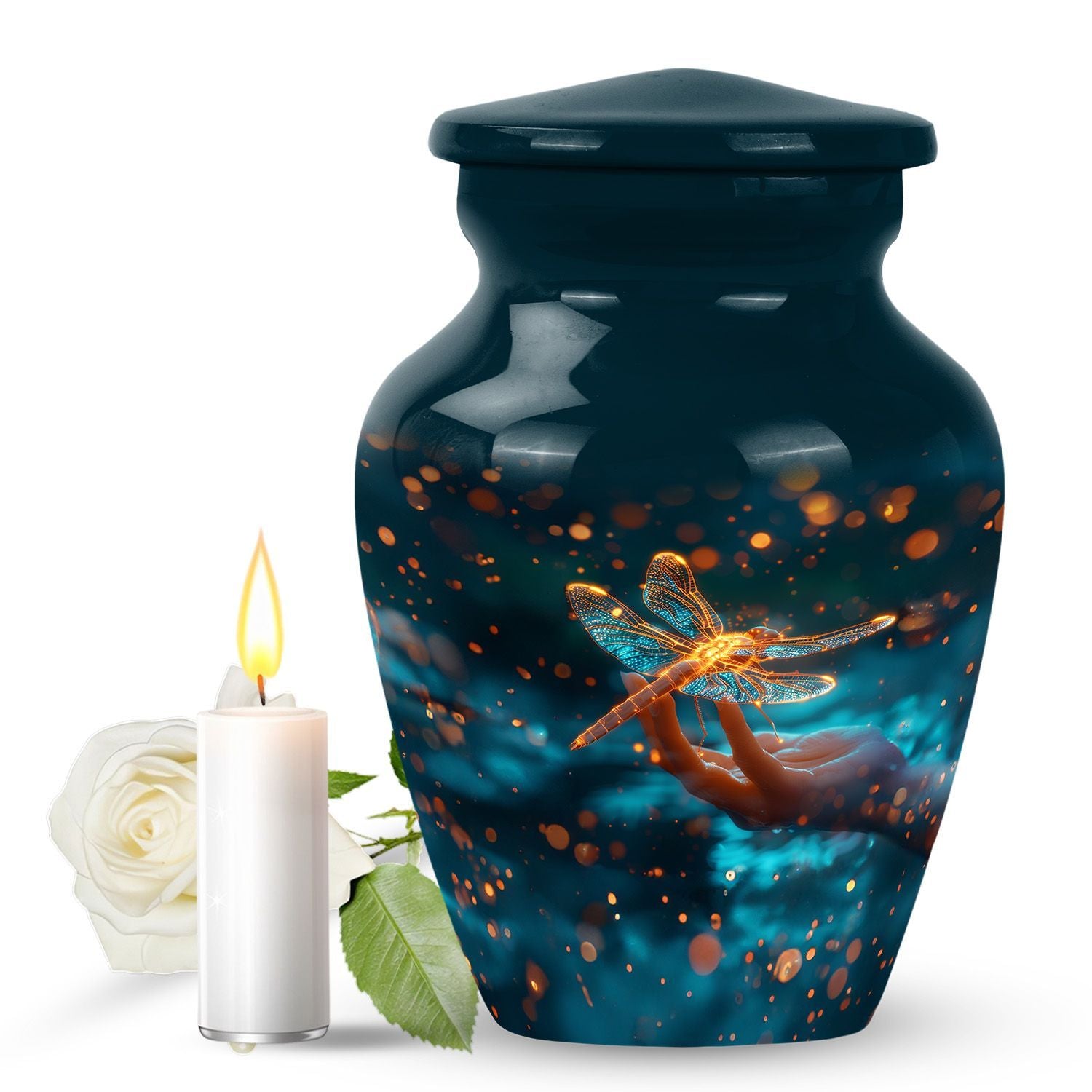 Classic 10 Inch Cosmic Dragonfly Urn.