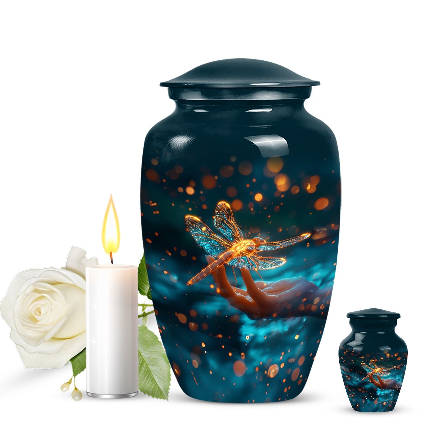 Classic 10 Inch Cosmic Dragonfly Urn.