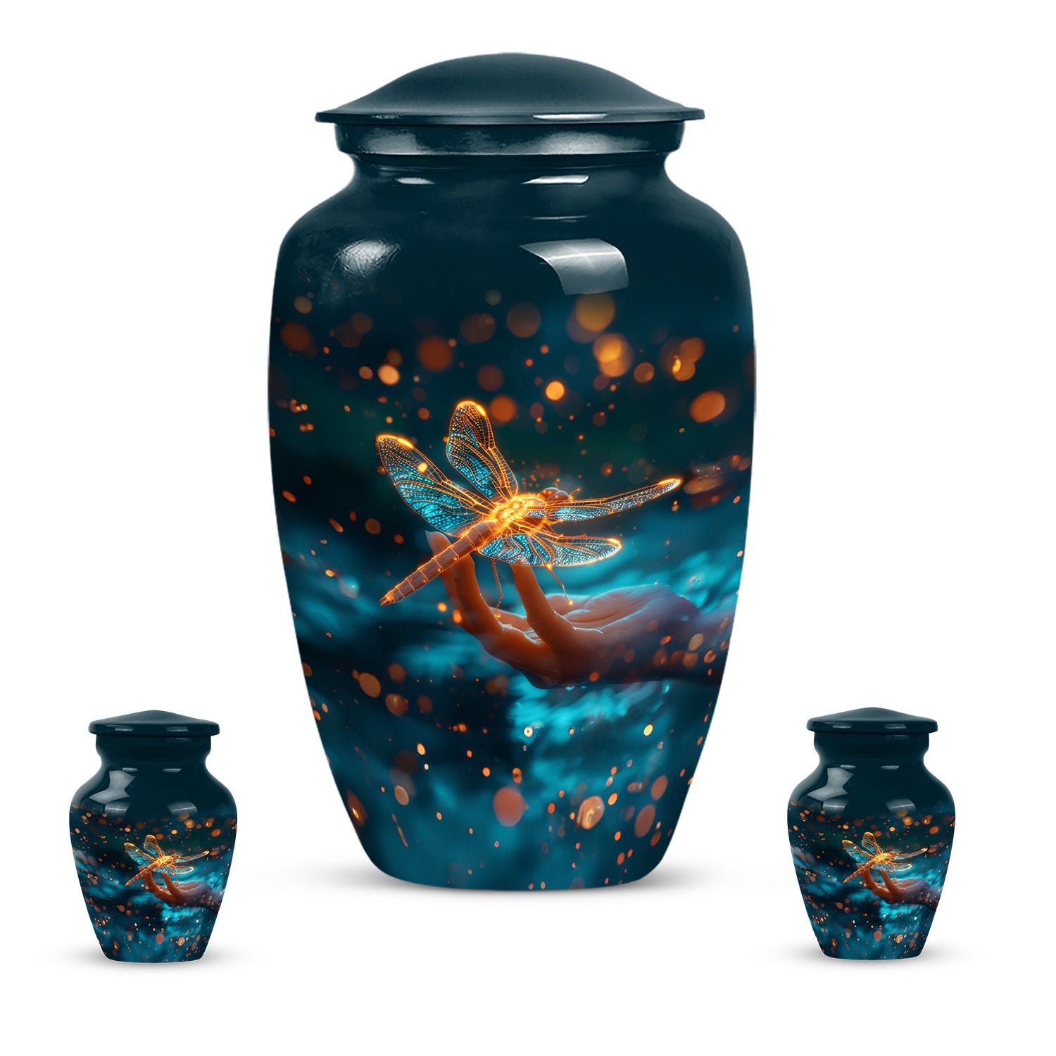 Classic 10 Inch Cosmic Dragonfly Urn.