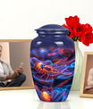 Cosmic dragonfly urn, classic 10-inch funeral decorative urn.