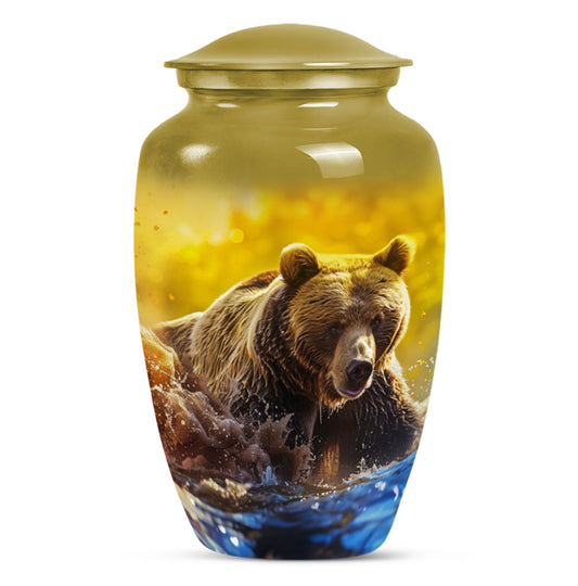 Classic Bear Urn in Purple Meadow theme.