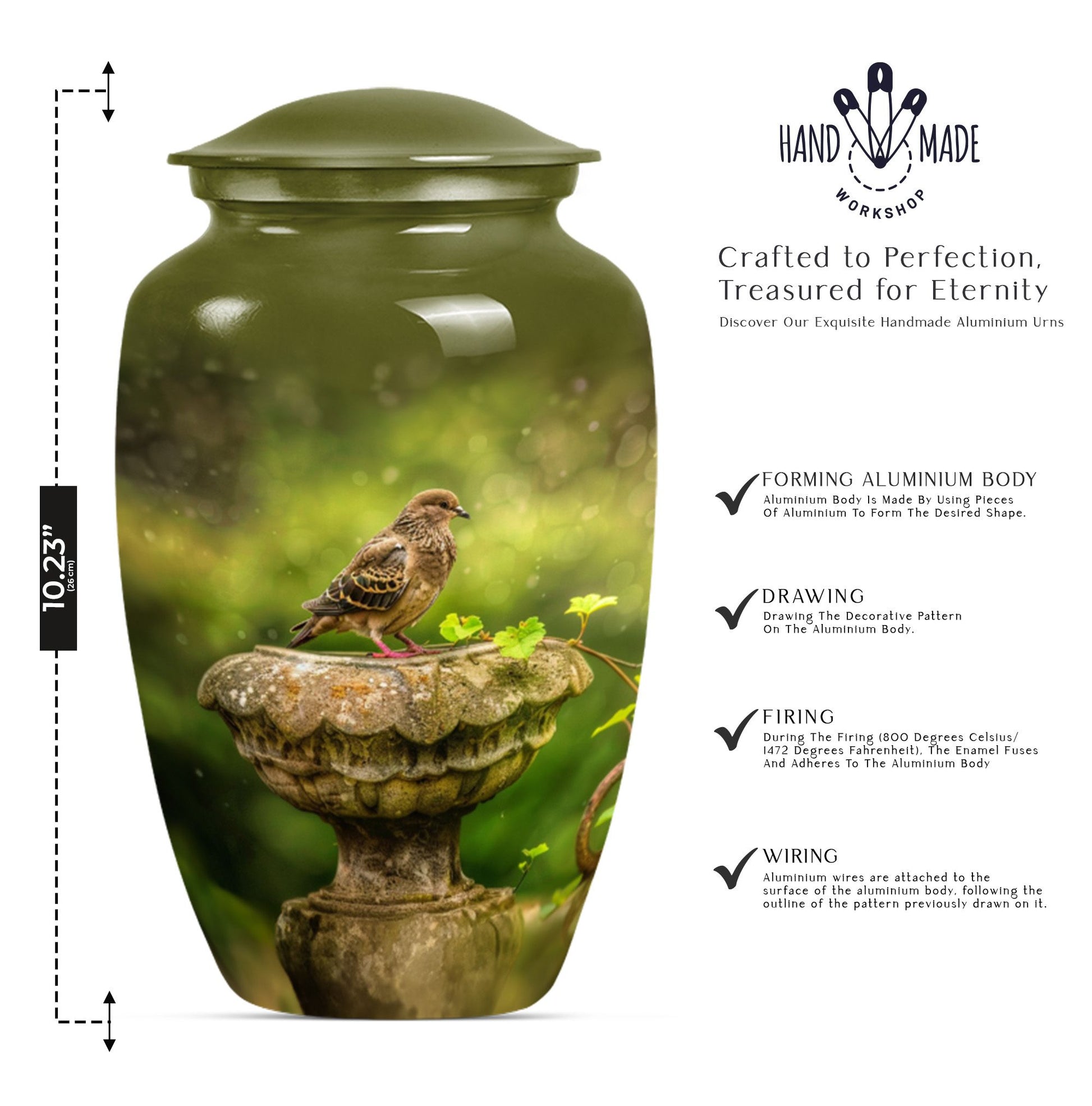 Classic dove urn in Purple Meadow theme