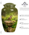 Classic dove urn in Purple Meadow theme