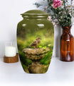 Classic dove urn in Purple Meadow theme