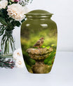 Classic dove urn in Purple Meadow theme