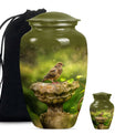 Classic dove urn in Purple Meadow theme