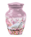 Classic 10-inch Dove Urn in Purple Meadow theme.