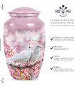 Classic 10-inch Dove Urn in Purple Meadow theme.