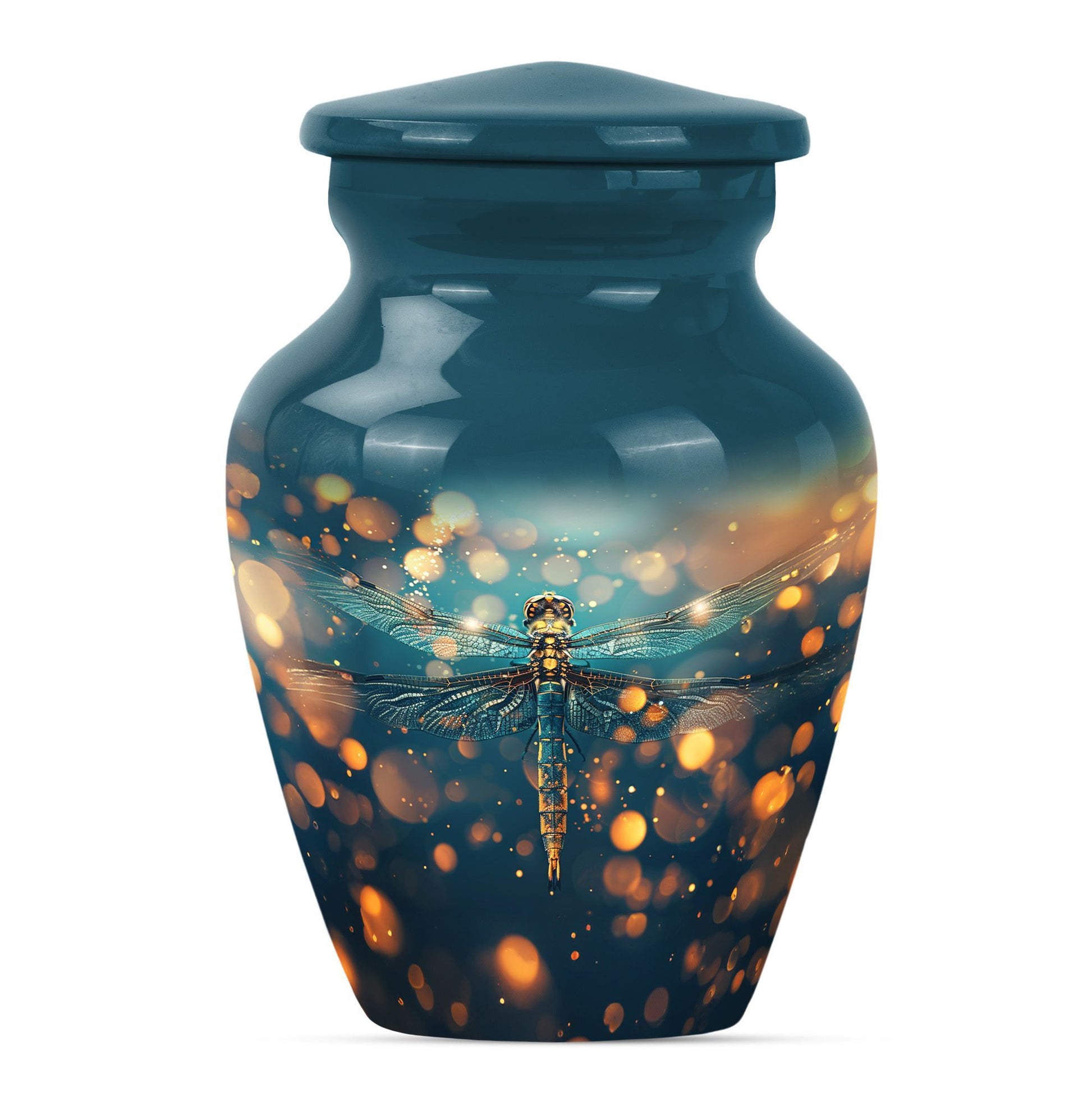 Classic 10-inch Dragonfly urn in Purple Meadow theme