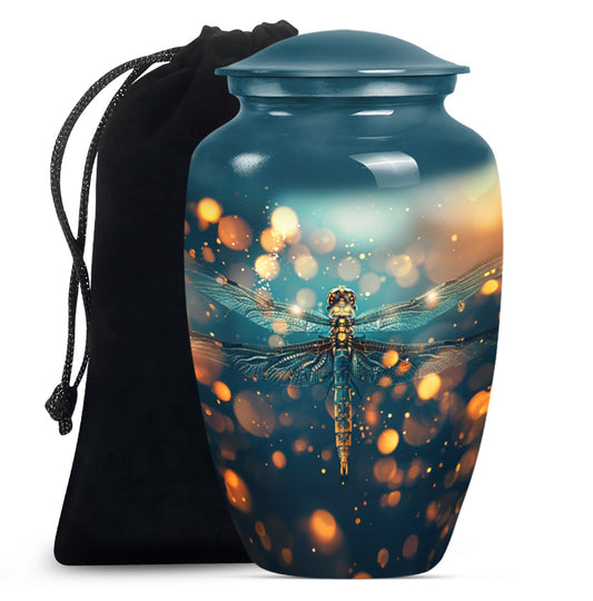 Classic 10-inch Dragonfly urn in Purple Meadow theme