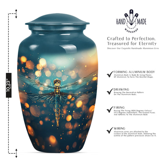 Classic 10-inch Dragonfly urn in Purple Meadow theme