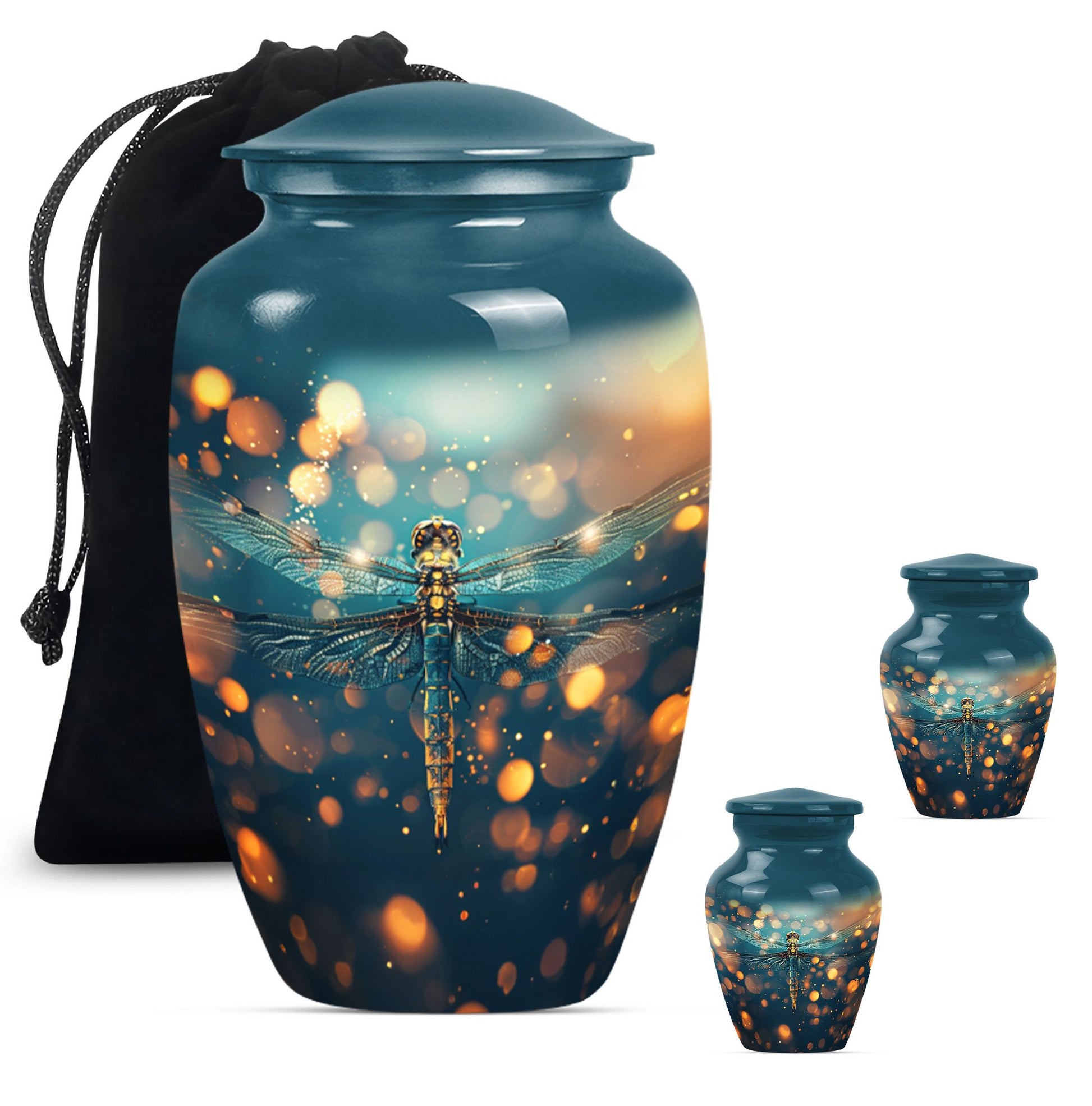 Classic 10-inch Dragonfly urn in Purple Meadow theme