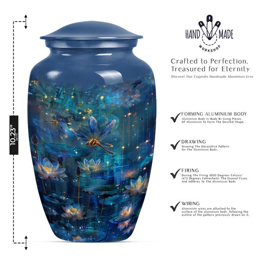 10-inch classic DRAGONFLY urn for cremation ashes.