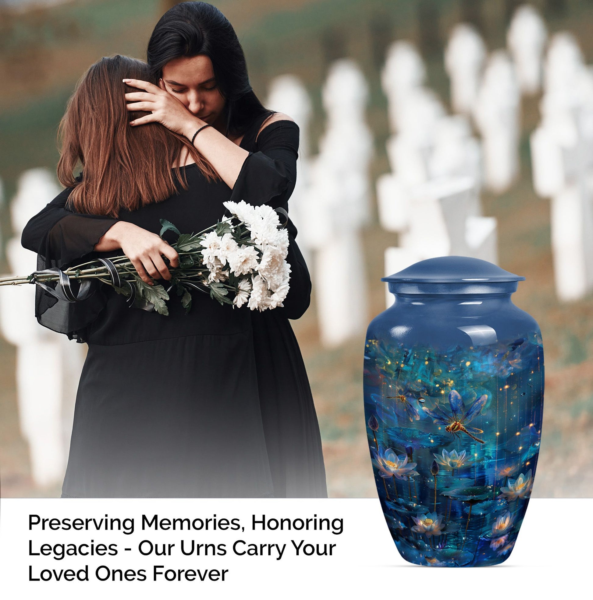 10-inch classic DRAGONFLY urn for cremation ashes.