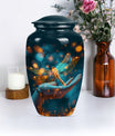 Classic Dragonfly Urn in Purple Meadow theme.