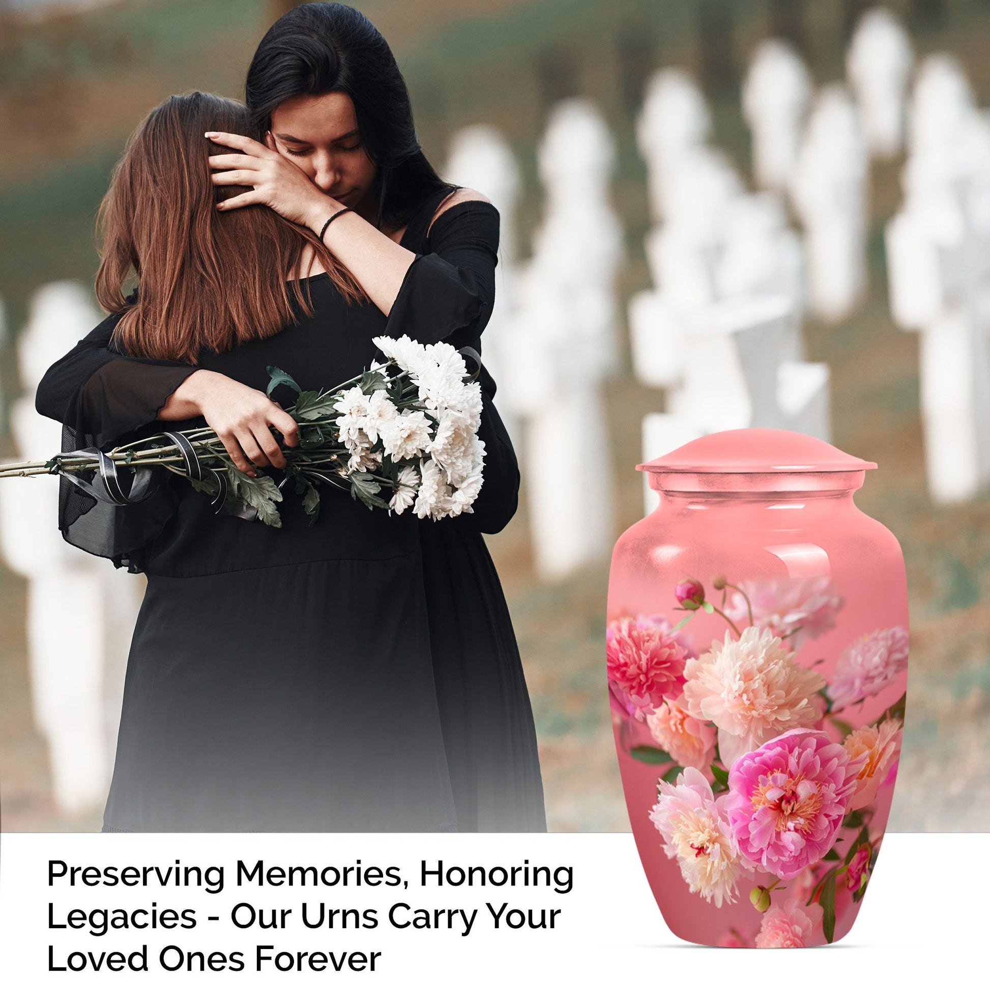 purple meadow themed flower memorial adult urn 