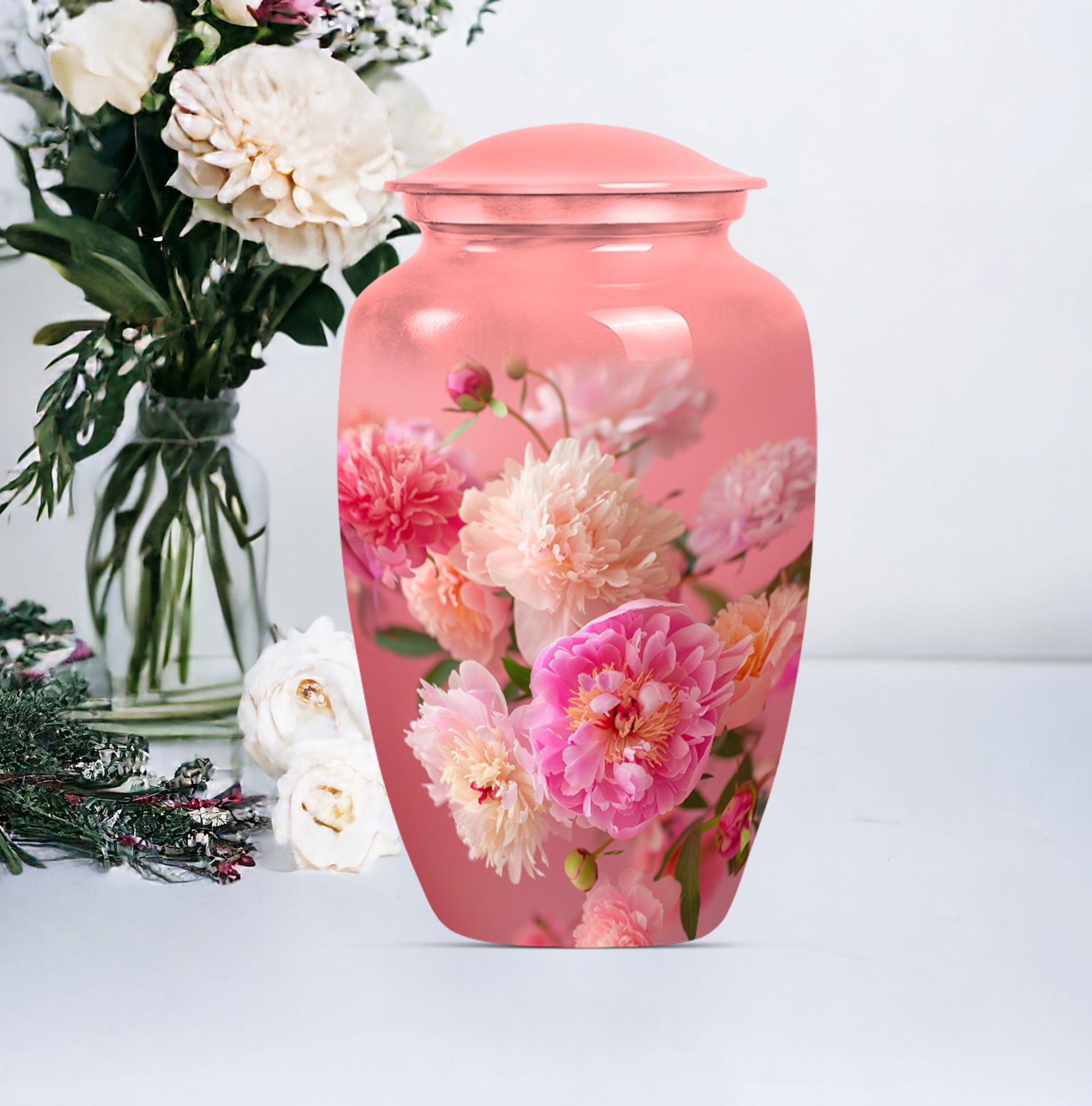 purple meadow themed flower memorial adult urn 