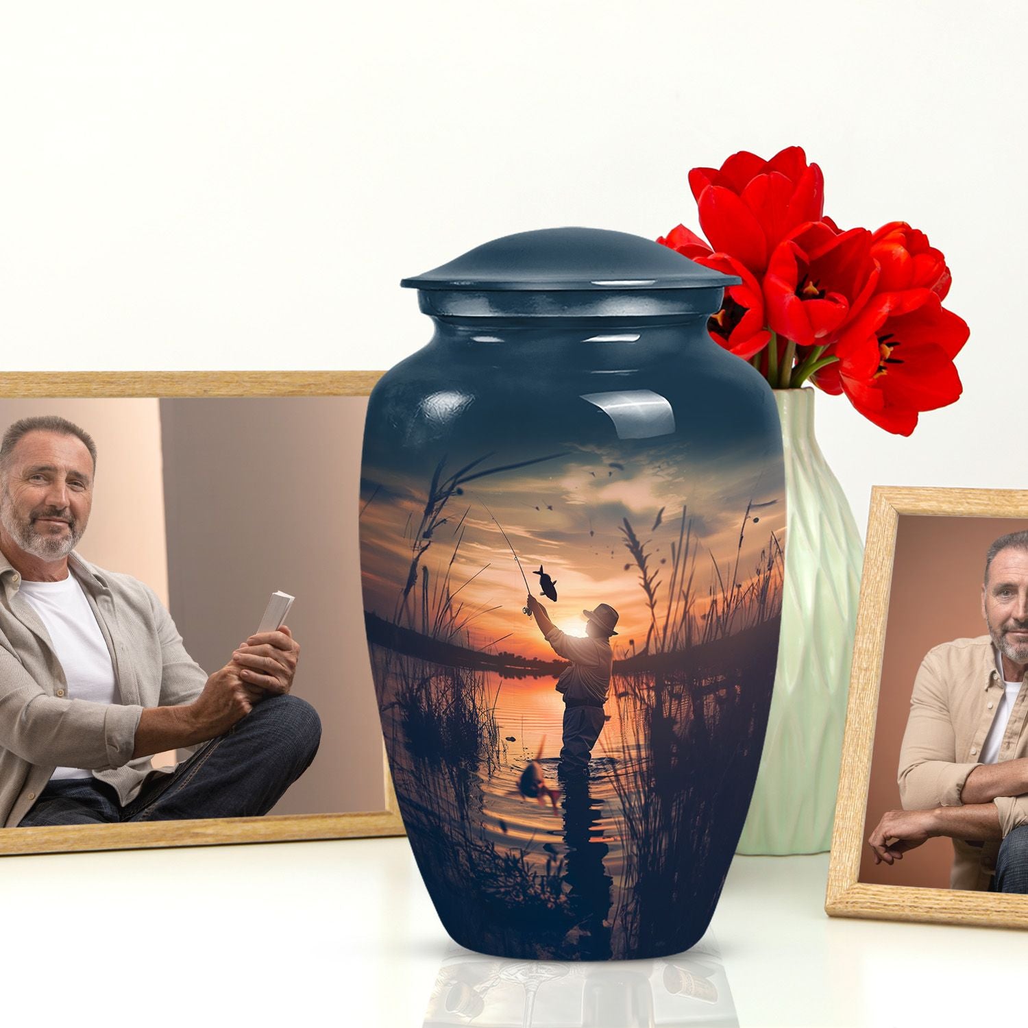  father son fishing urn]