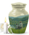 father son fishing urn